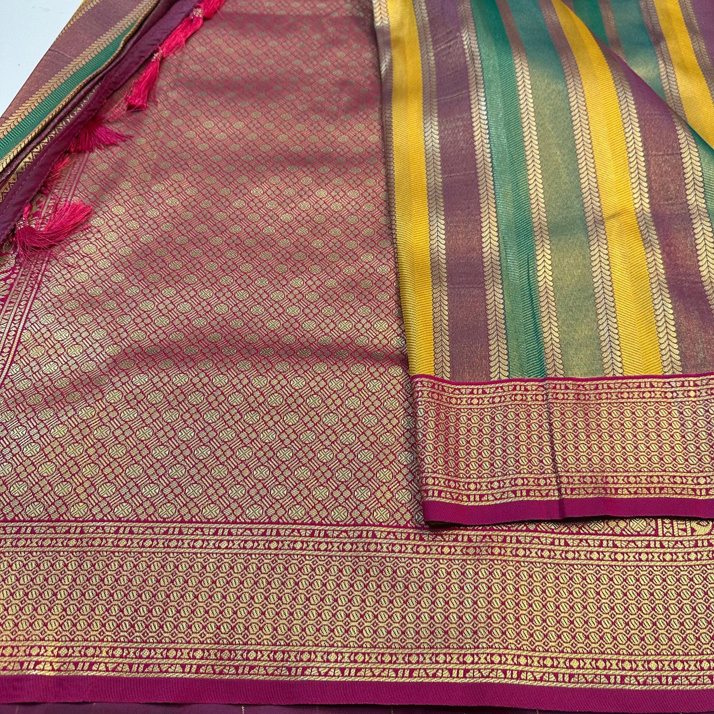 Soft Silk Kanchivaram Lehariya Concept Saree