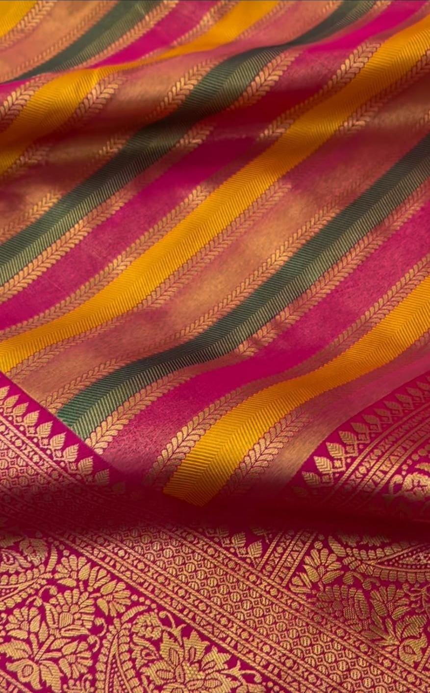 Soft Silk Kanchivaram Lehariya Concept Saree