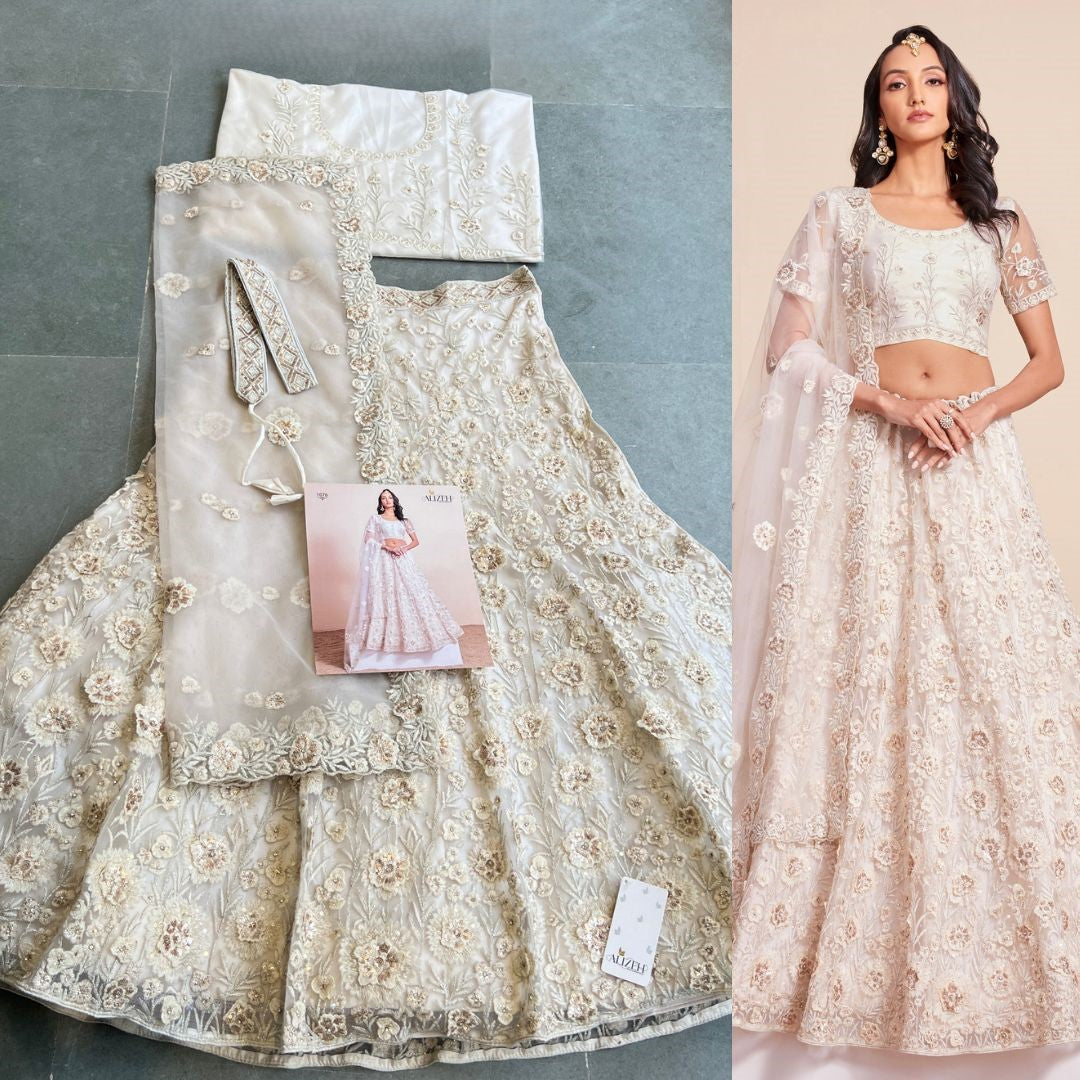 Net Lehenga with Dupatta and Blouse