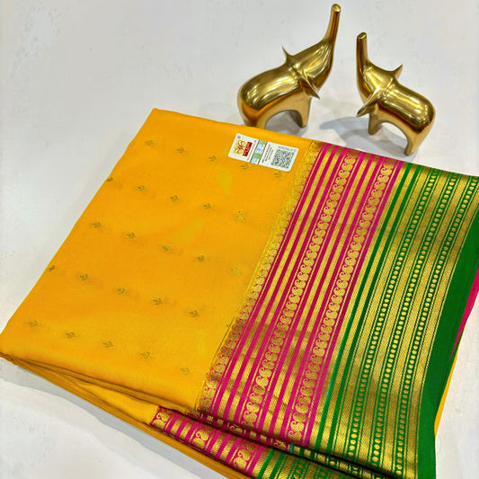 Pure Mysore Silk Saree | 120 grams | KSIC Grade | 3D Color Pattern