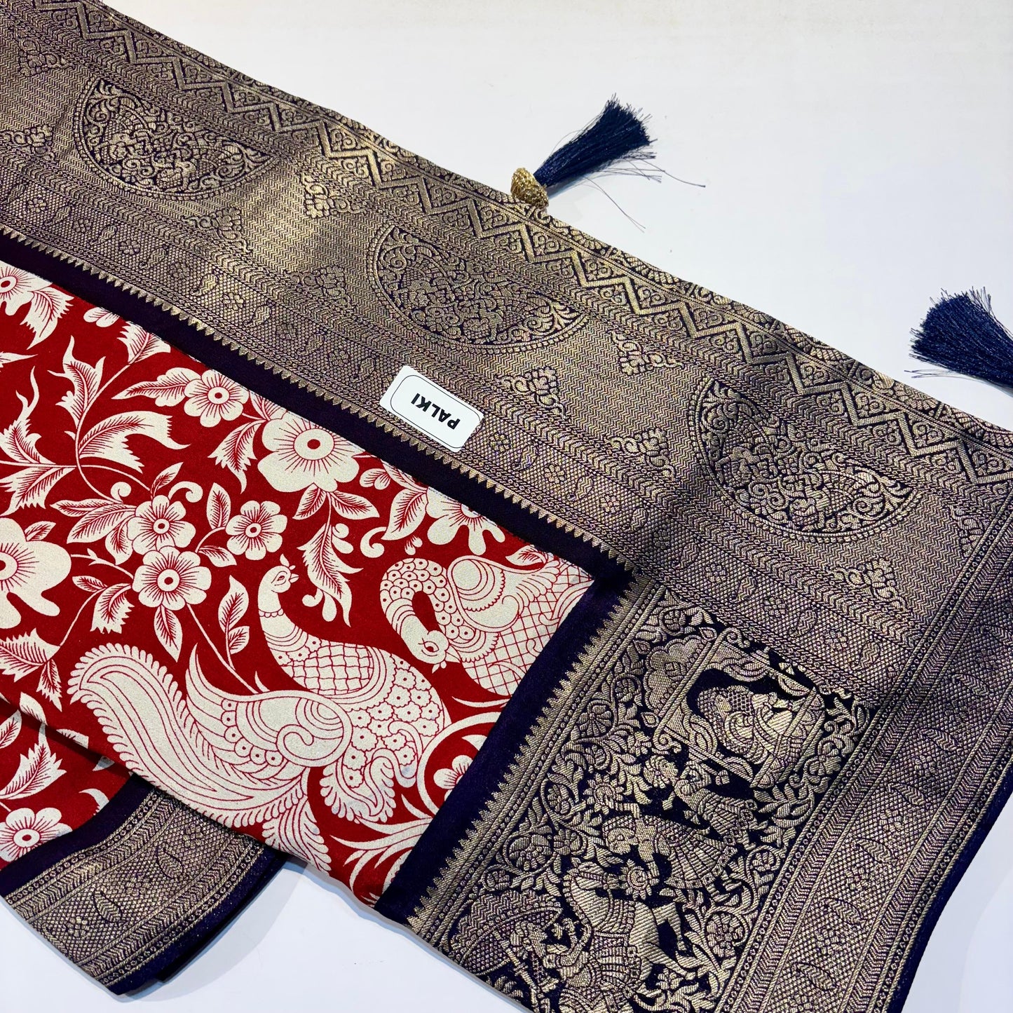 Kalamkari Printed Maslin Silk Saree