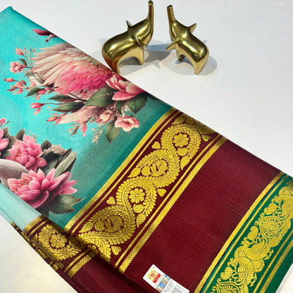 3D Printed Pure Mysore silk saree