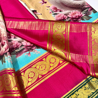 3D Printed Pure Mysore silk saree