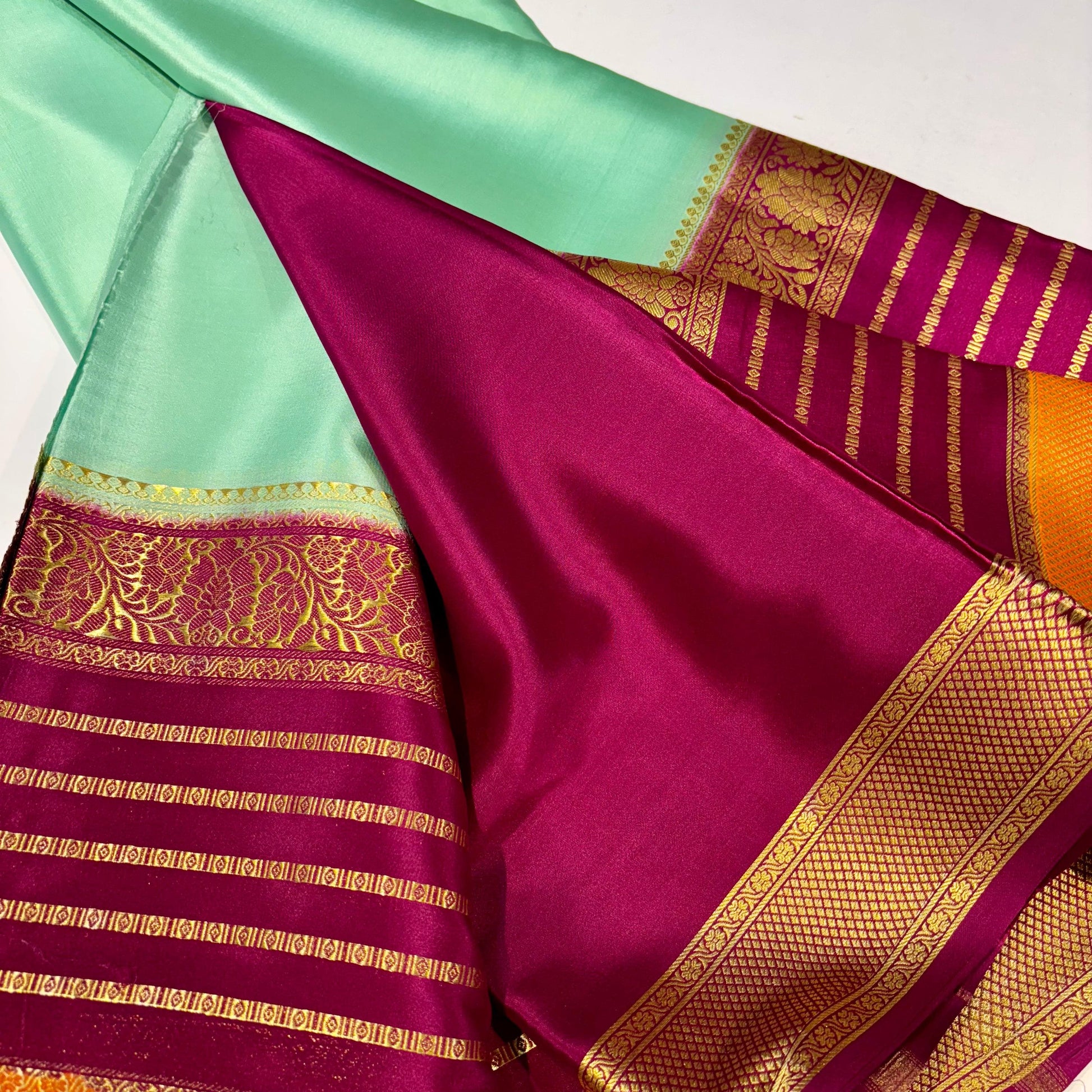 3D Contrast Mysore Silk Saree