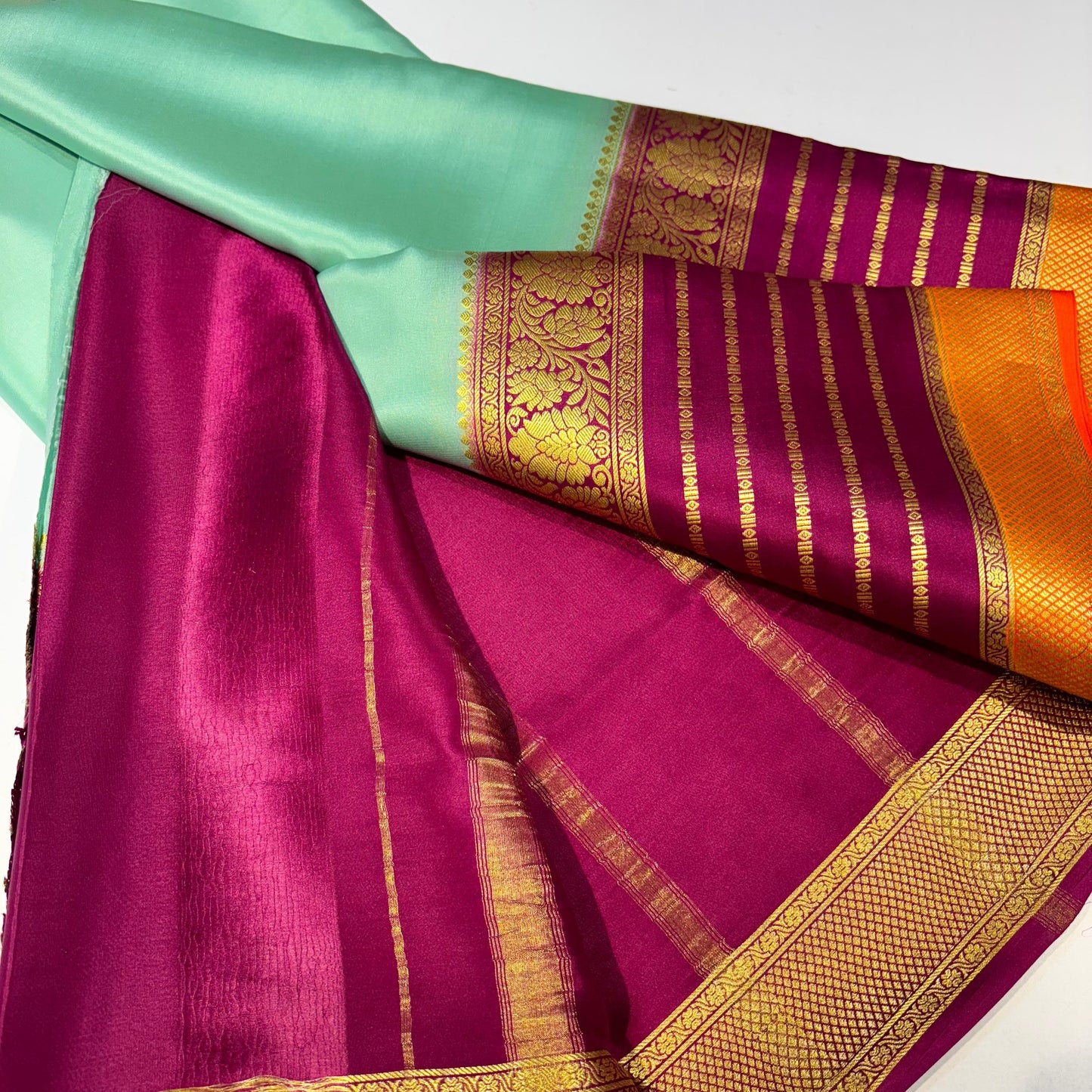 3D Contrast Mysore Silk Saree