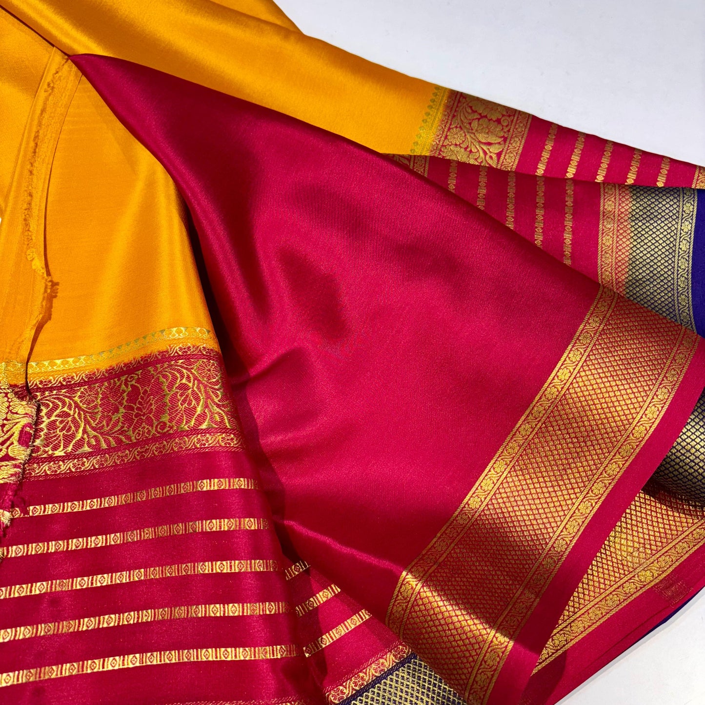 3D Contrast Mysore Silk Saree