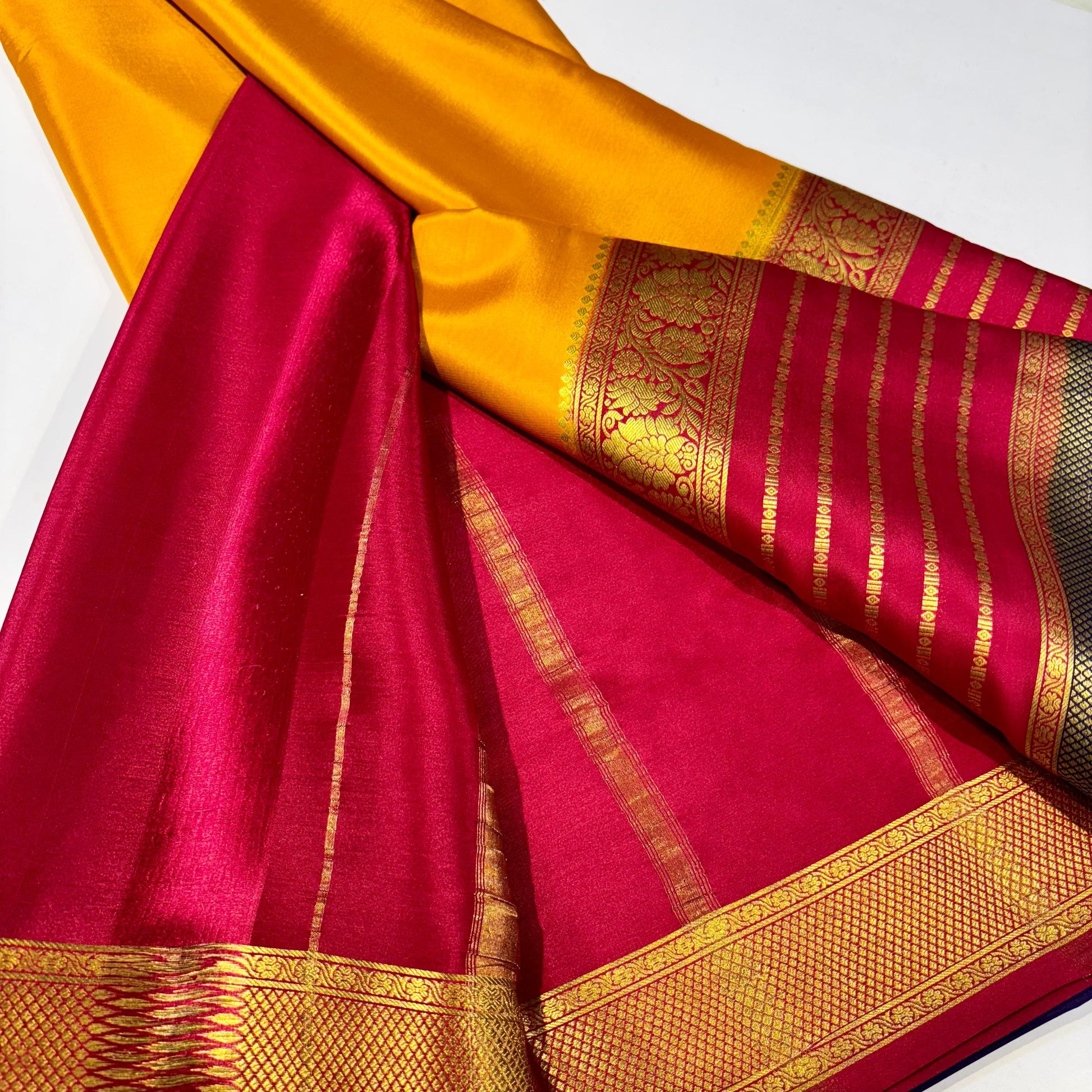 3D Contrast Mysore Silk Saree