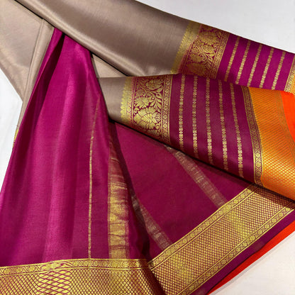 3D Contrast Mysore Silk Saree