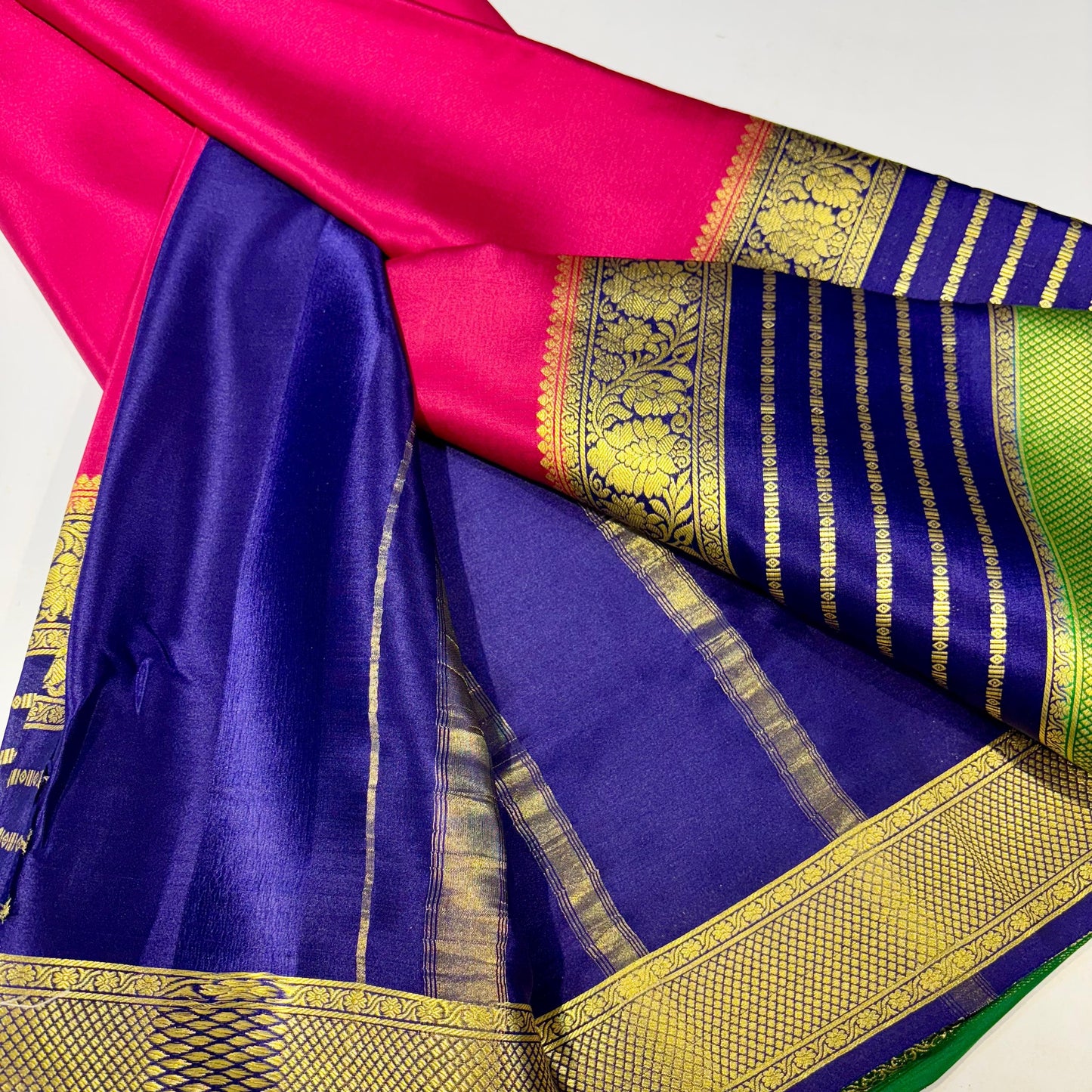 3D Contrast Mysore Silk Saree