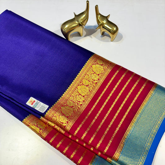 3D Contrast Mysore Silk Saree