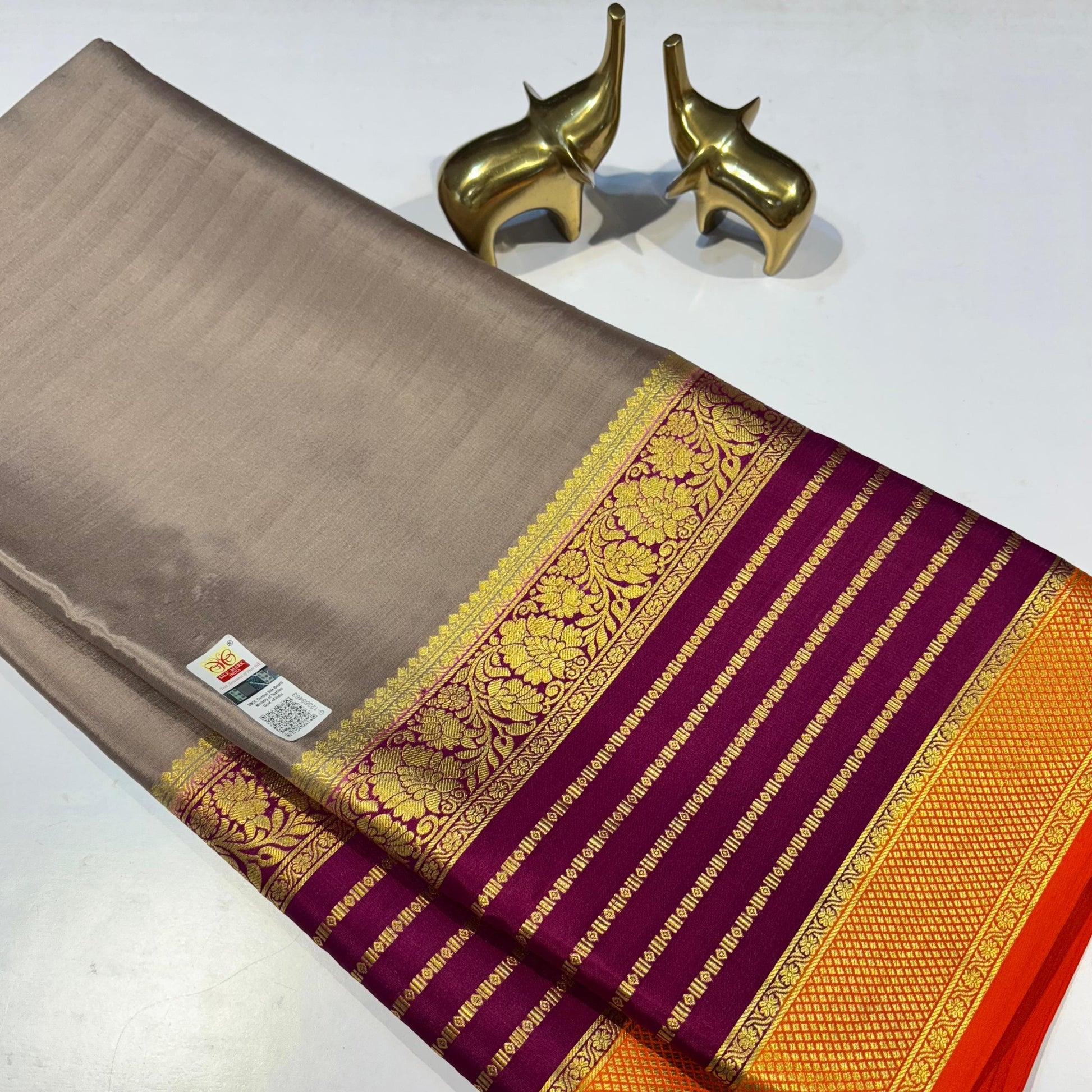 3D Contrast Mysore Silk Saree