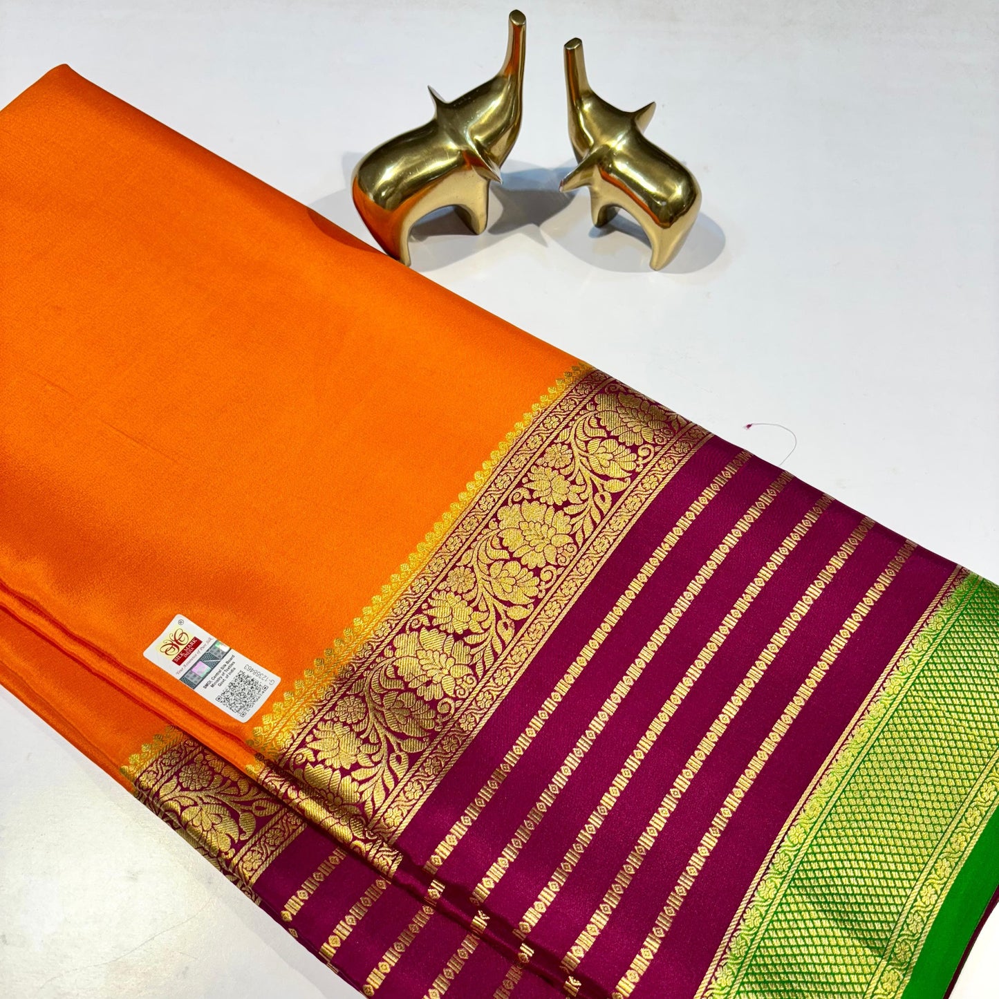 3D Contrast Mysore Silk Saree