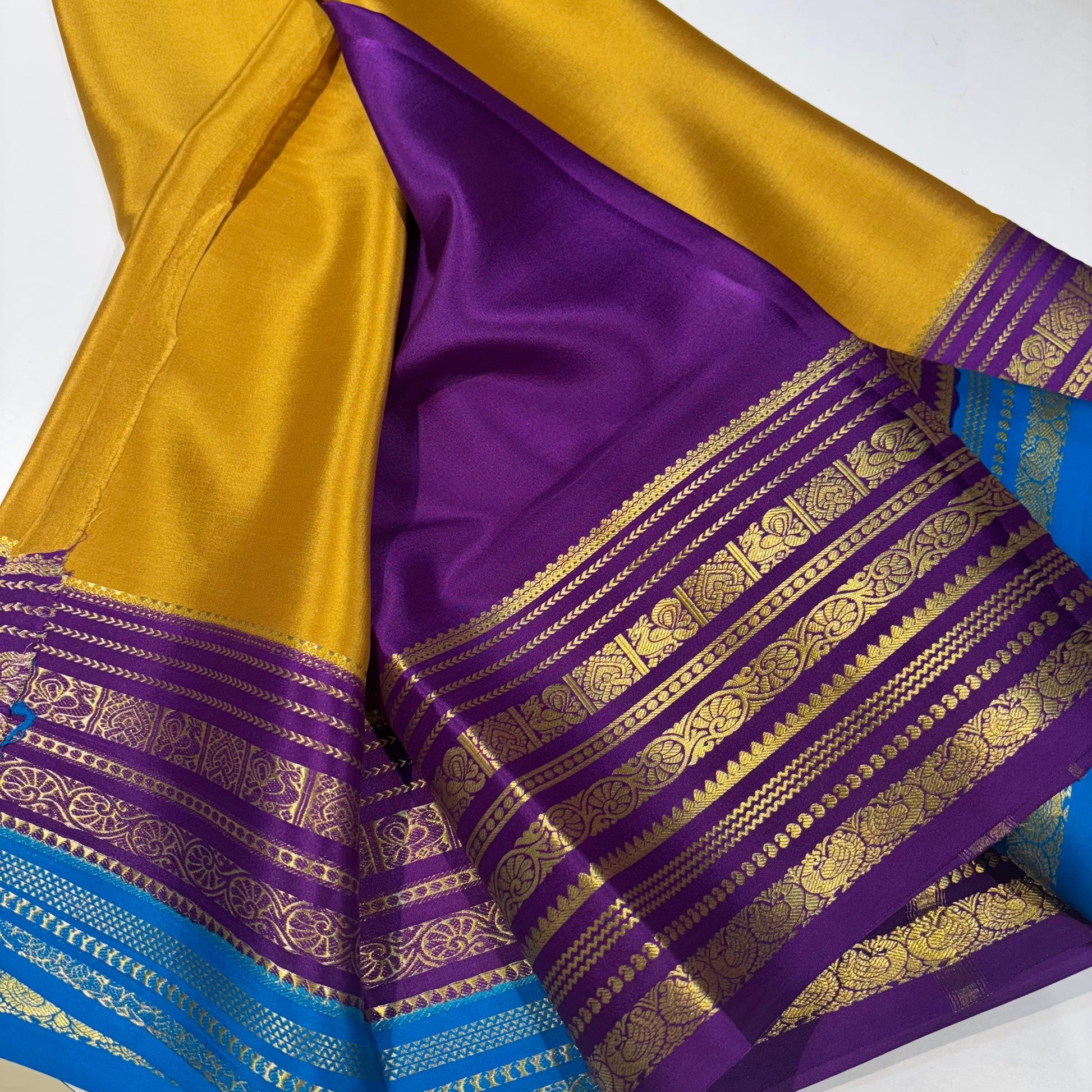 3D Contrast Pure Mysore Silk Saree