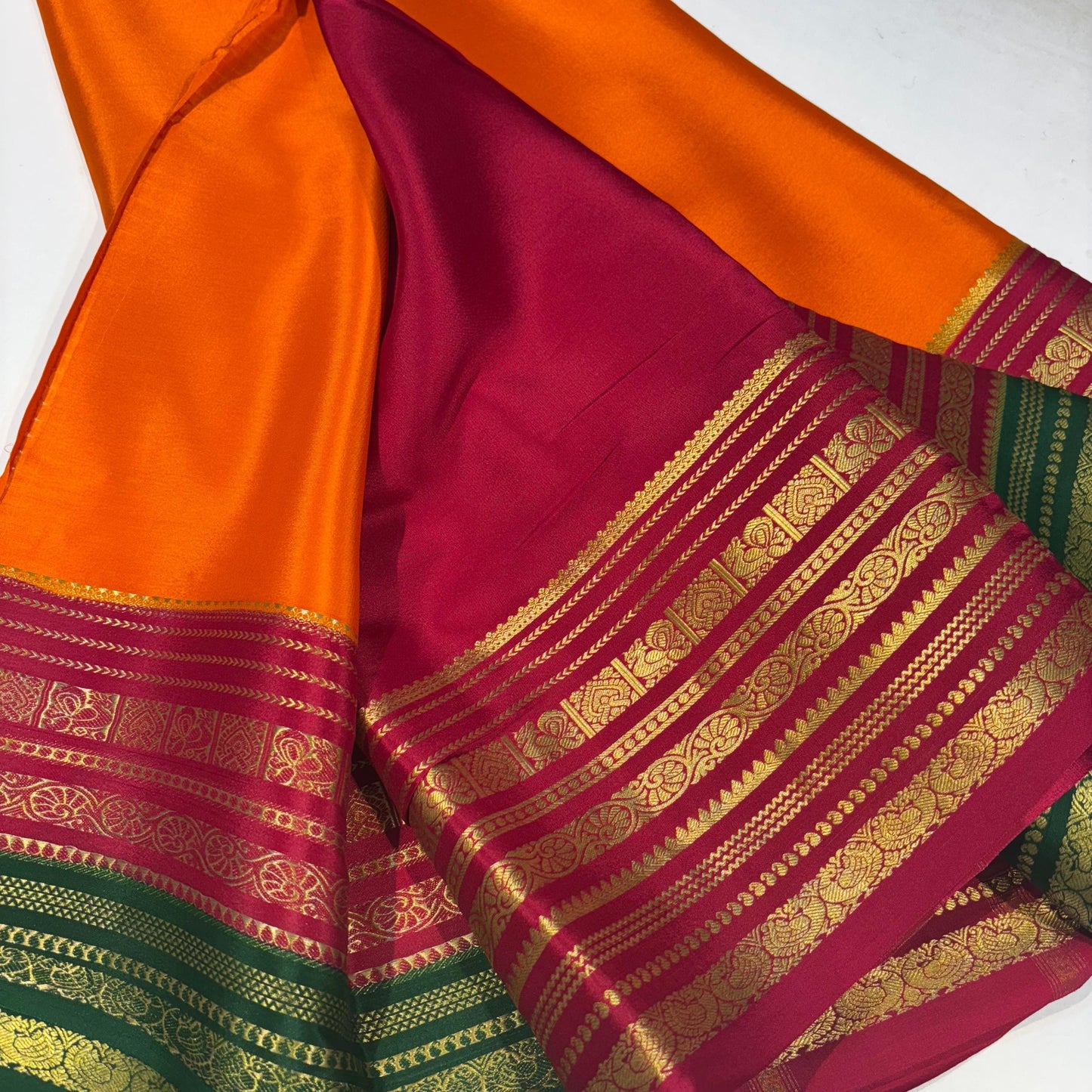 3D Contrast Pure Mysore Silk Saree