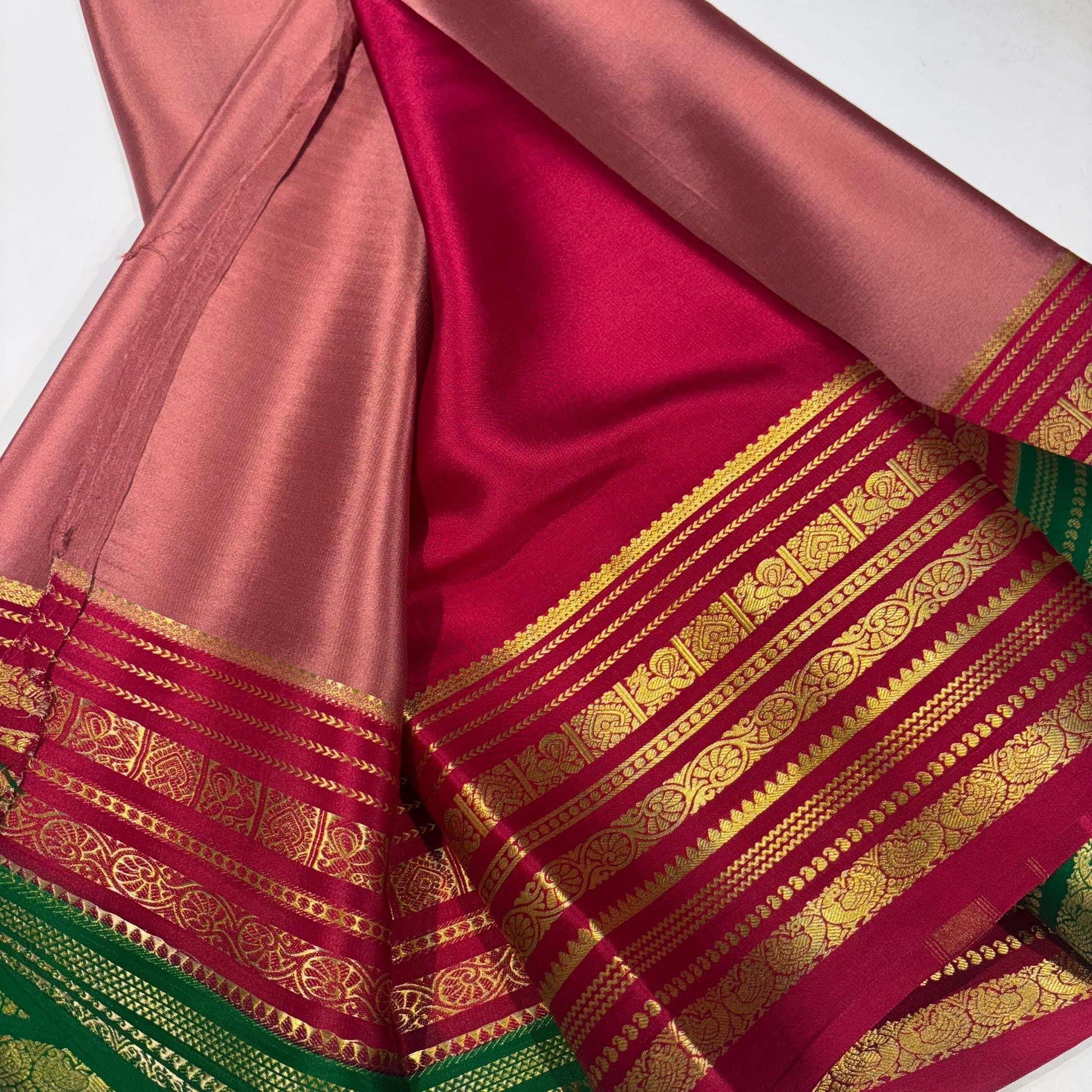 3D Contrast Pure Mysore Silk Saree