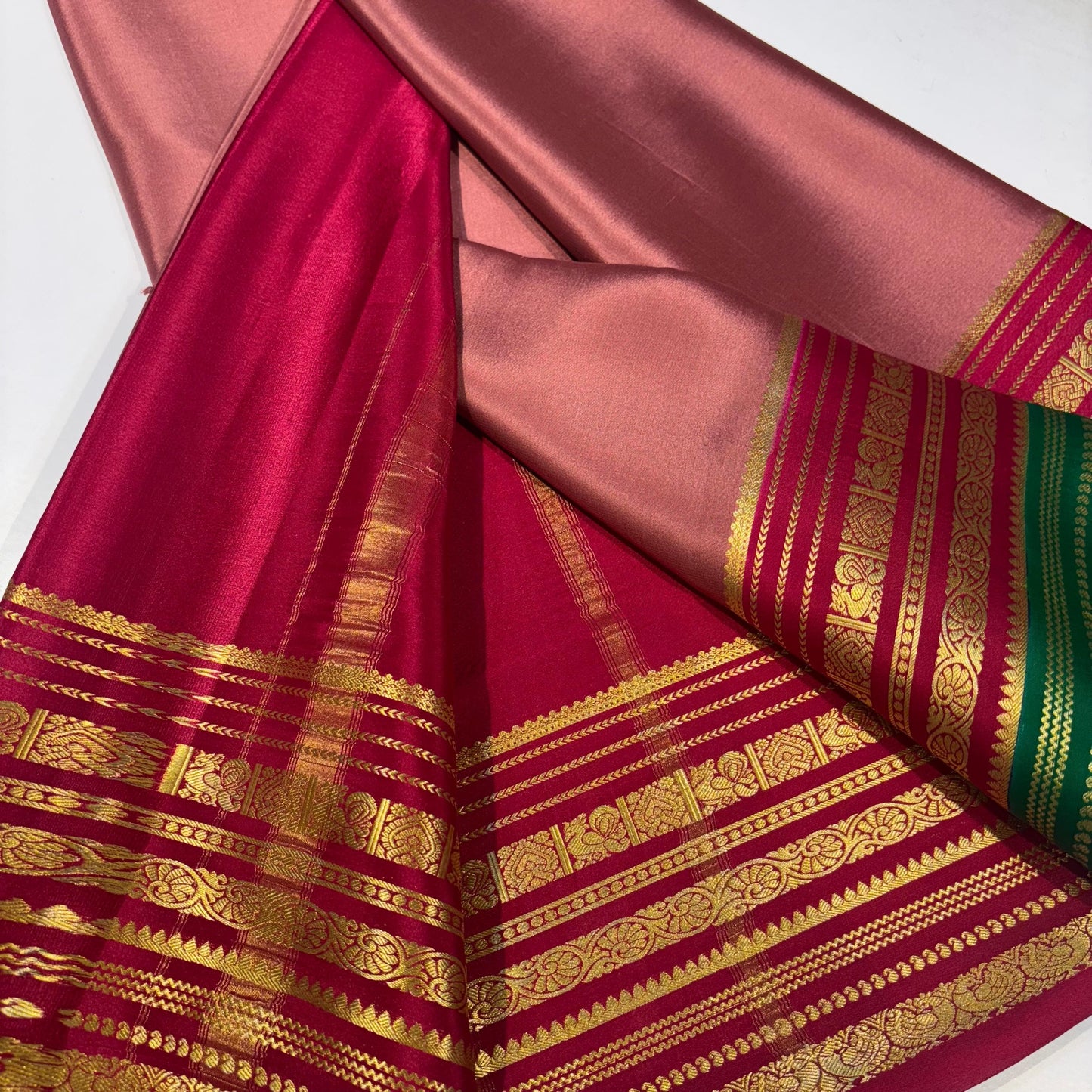 3D Contrast Pure Mysore Silk Saree