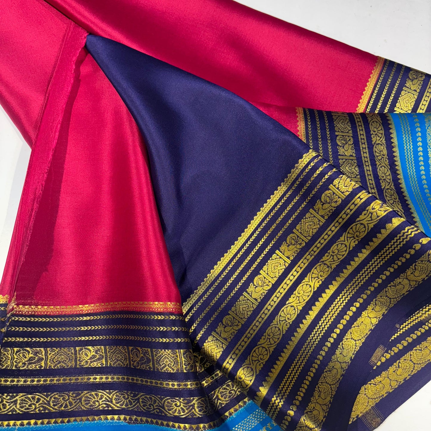 3D Contrast Pure Mysore Silk Saree