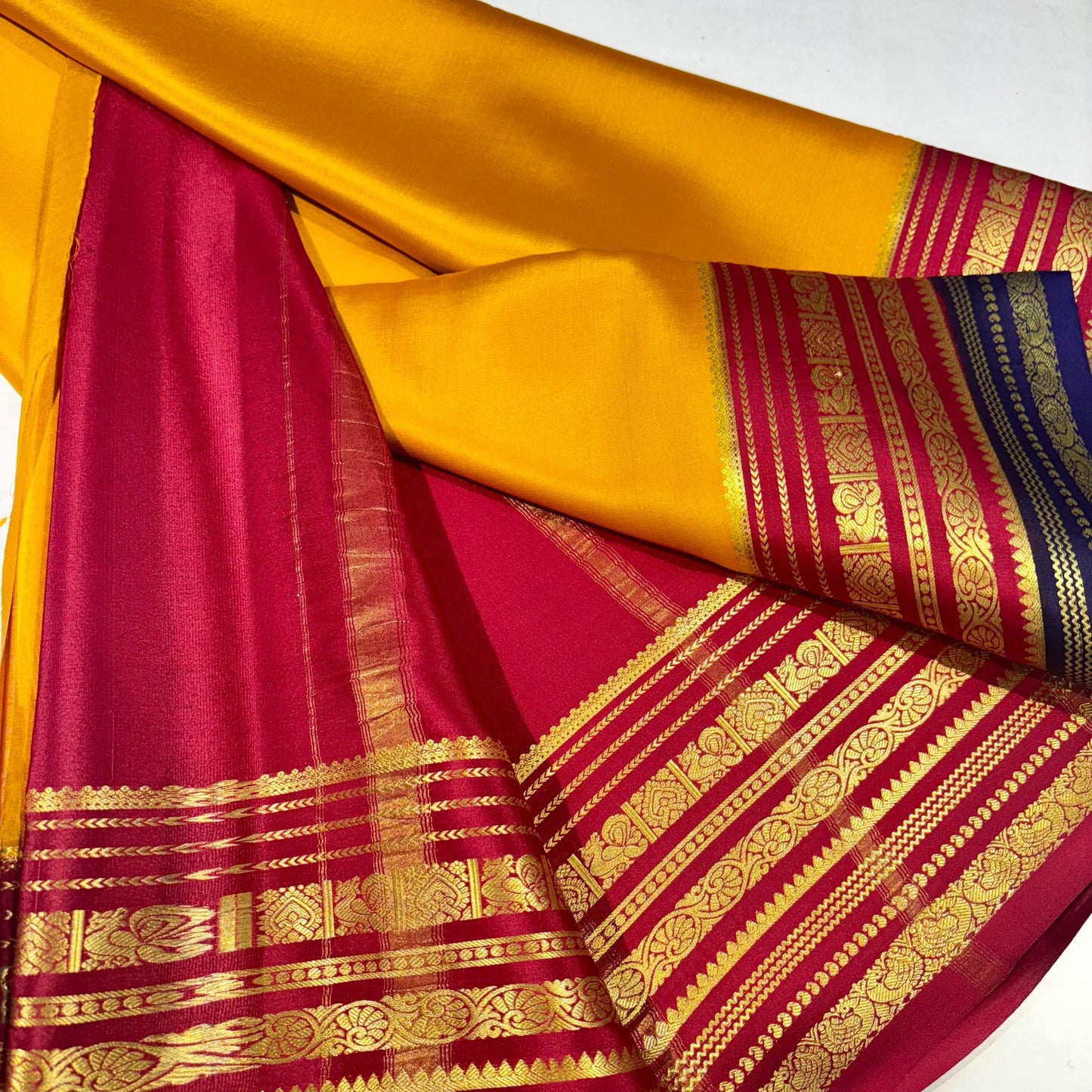 3D Contrast Pure Mysore Silk Saree