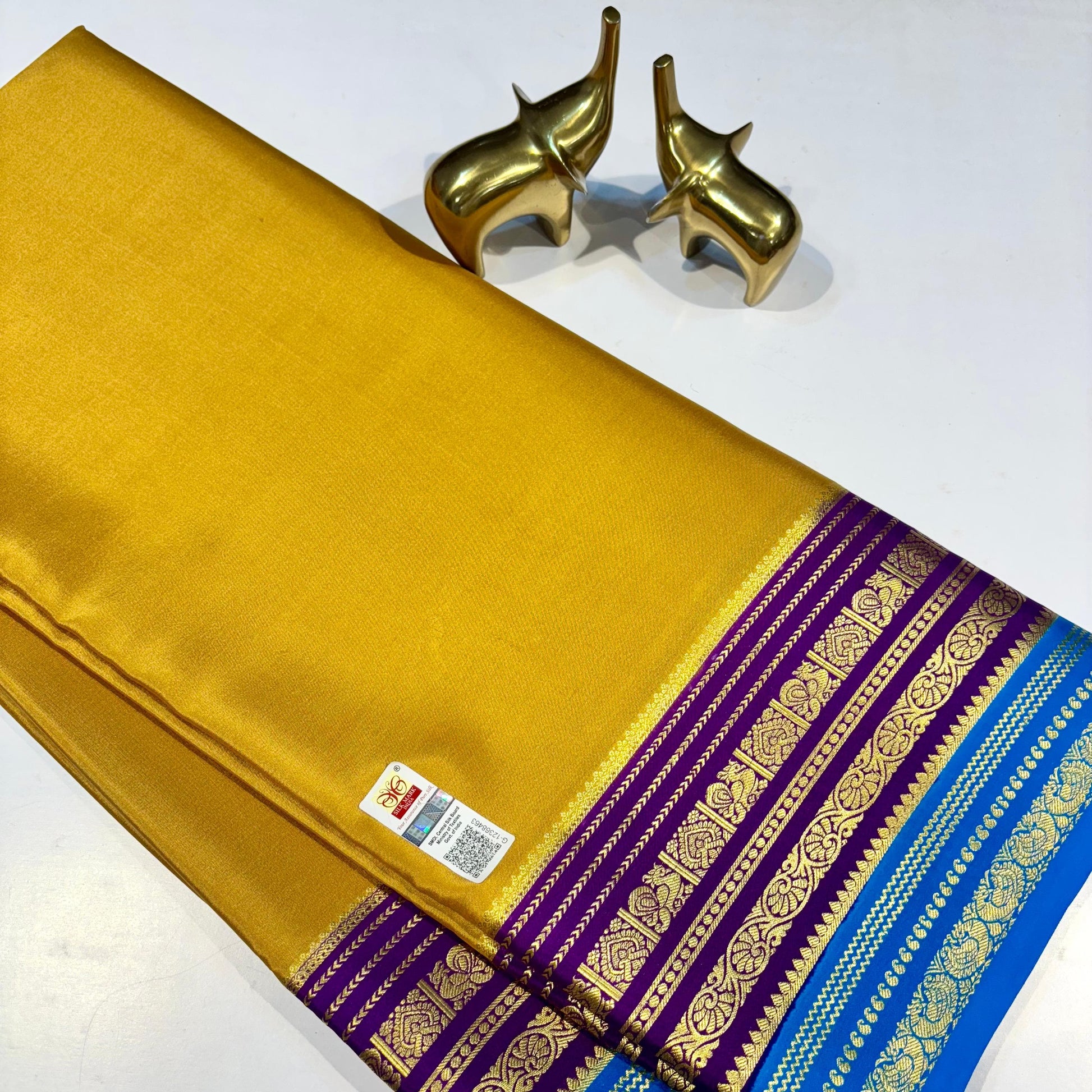 3D Contrast Pure Mysore Silk Saree