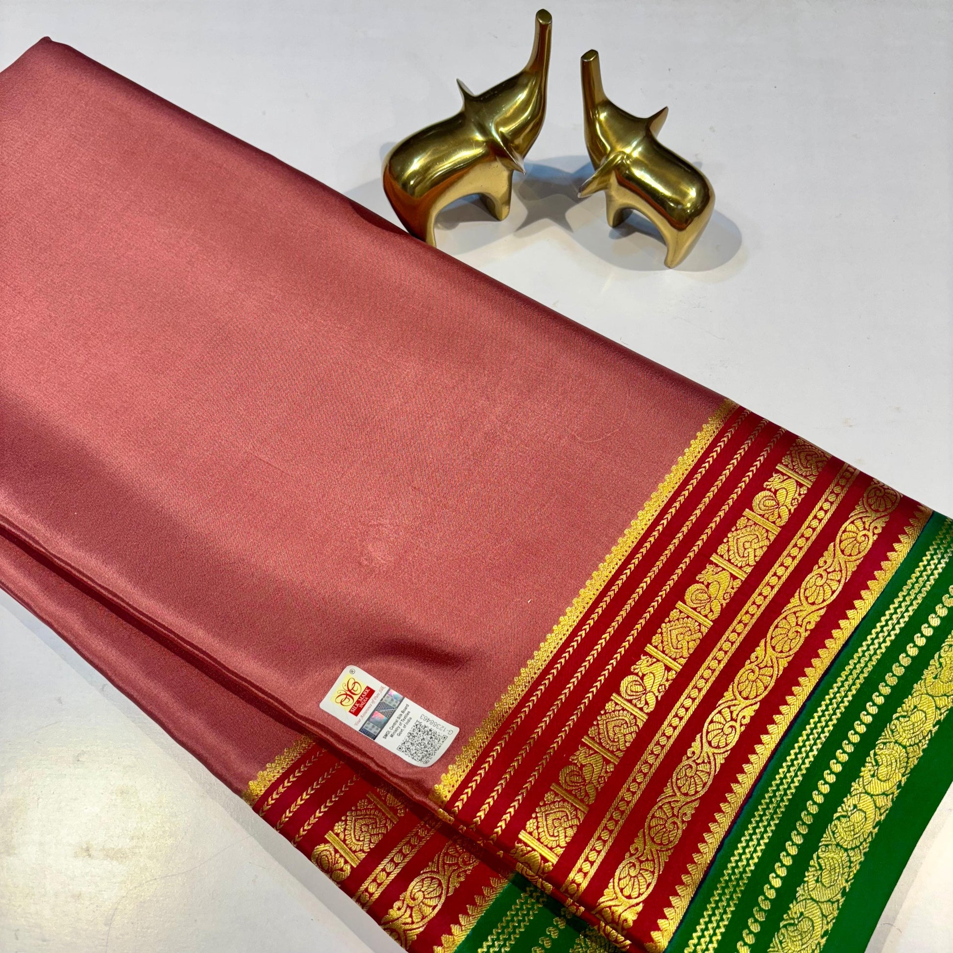 3D Contrast Pure Mysore Silk Saree