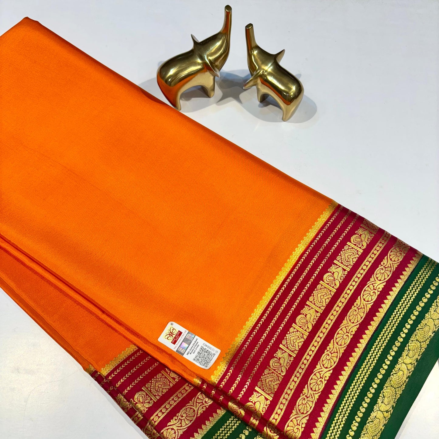 3D Contrast Pure Mysore Silk Saree