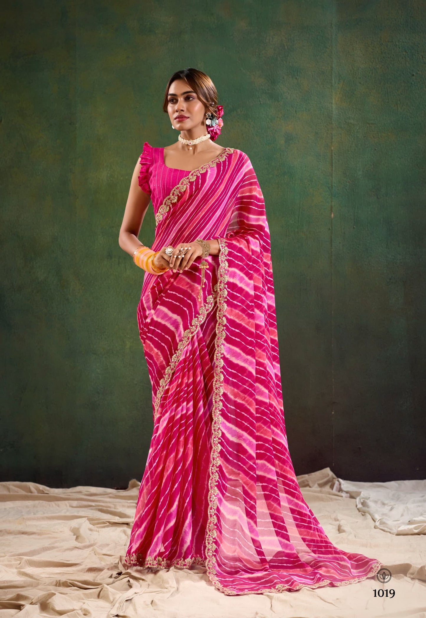 Pure Chiffon Lehariya Saree