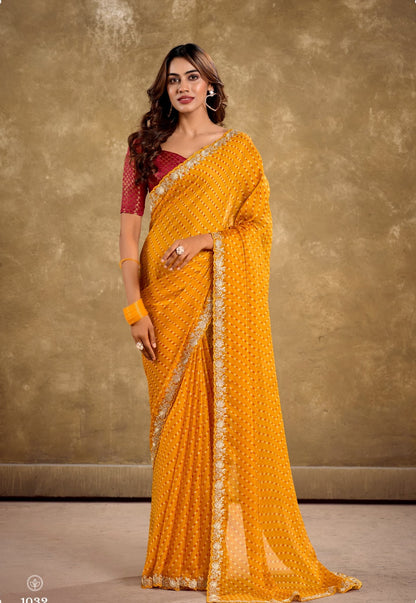 Pure Chiffon Lehariya Saree