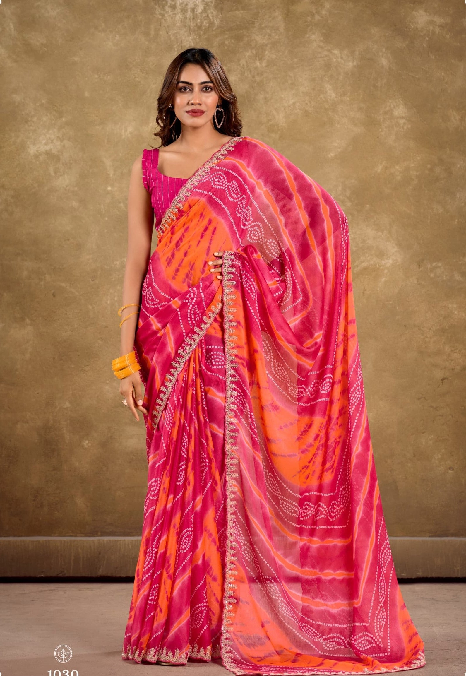 Pure Chiffon Lehariya Saree