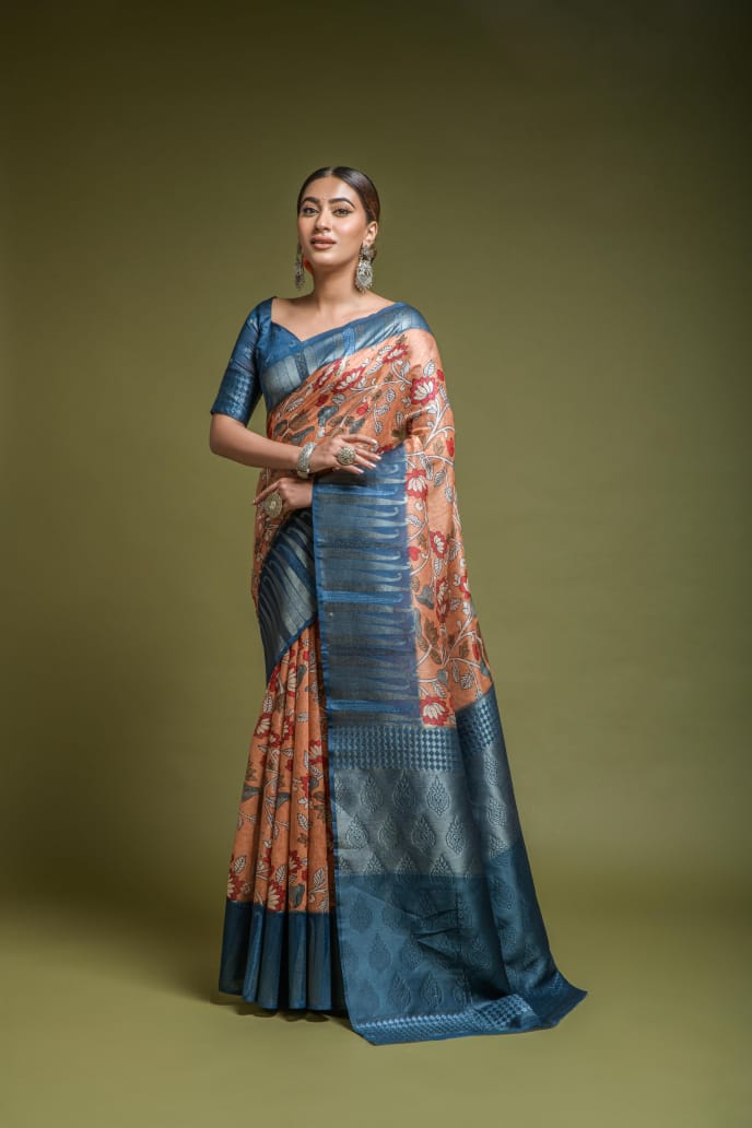 trendy women's Printed Kalamkari saree dvz0002297 - Dvanza.com