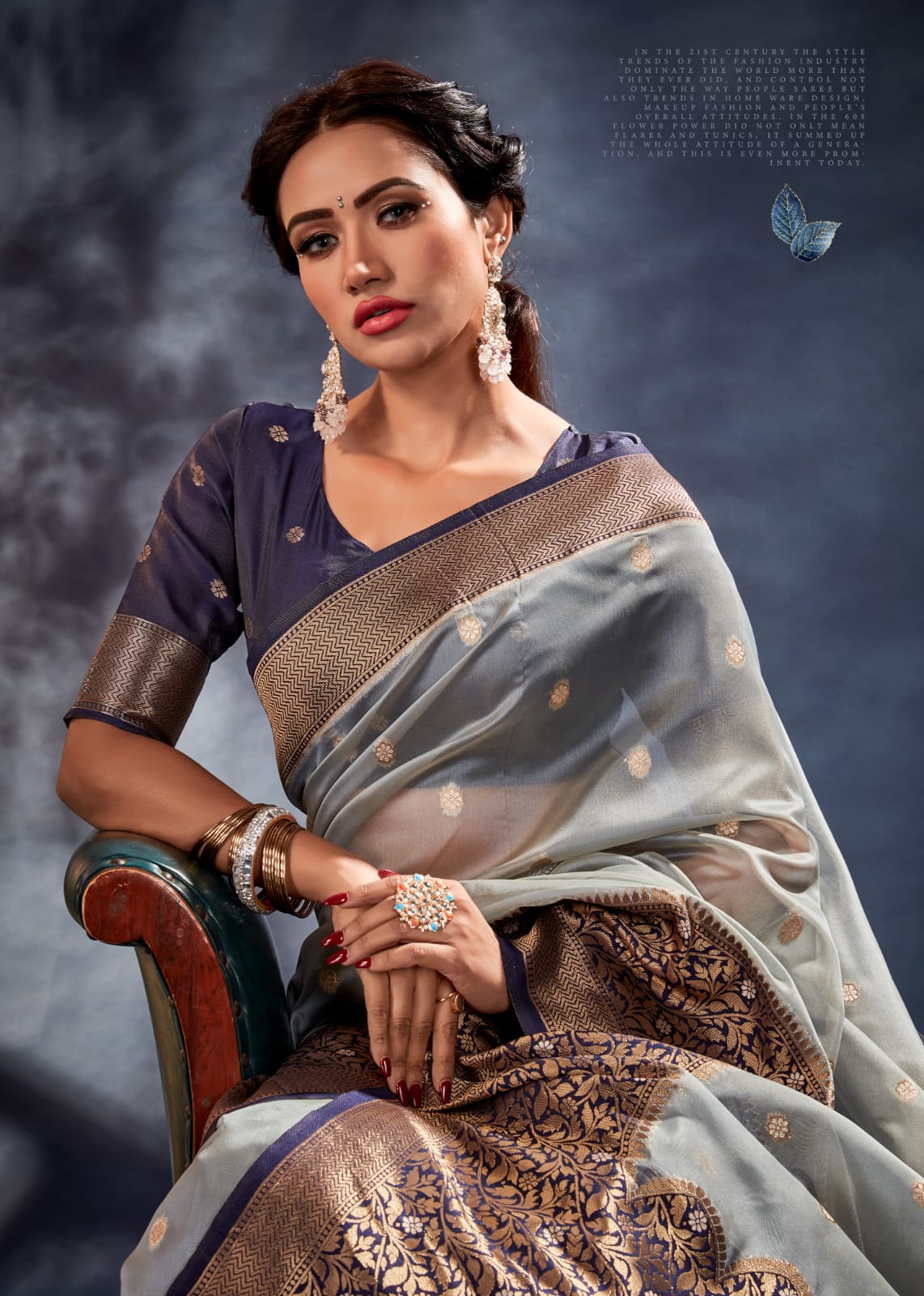 Grey Colour Silk Designer Saree.
