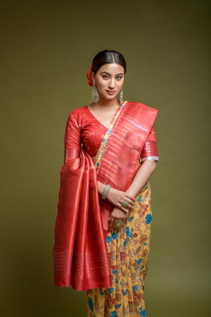 Multi Colour Kalamkari Saree