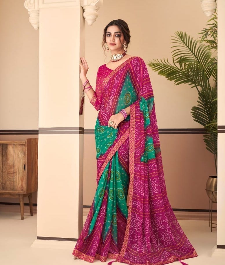 Chiffon Saree With Designer Blouse – Bunkar Sarees : Bridal Lehengas in  Lucknow | Pure Silk Saree | Kanjivaram Sarees