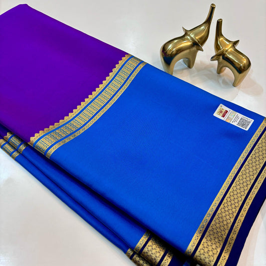 Pure Mysore Silk Saree | 3D Contrast Border | SILK MARK CERTIFICATION